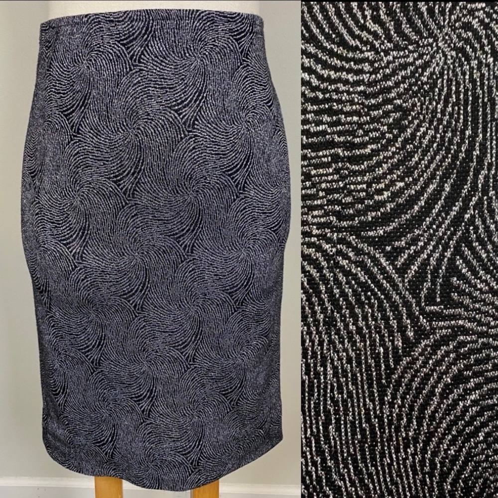 Vintage Metallic Swirl Pencil Skirt